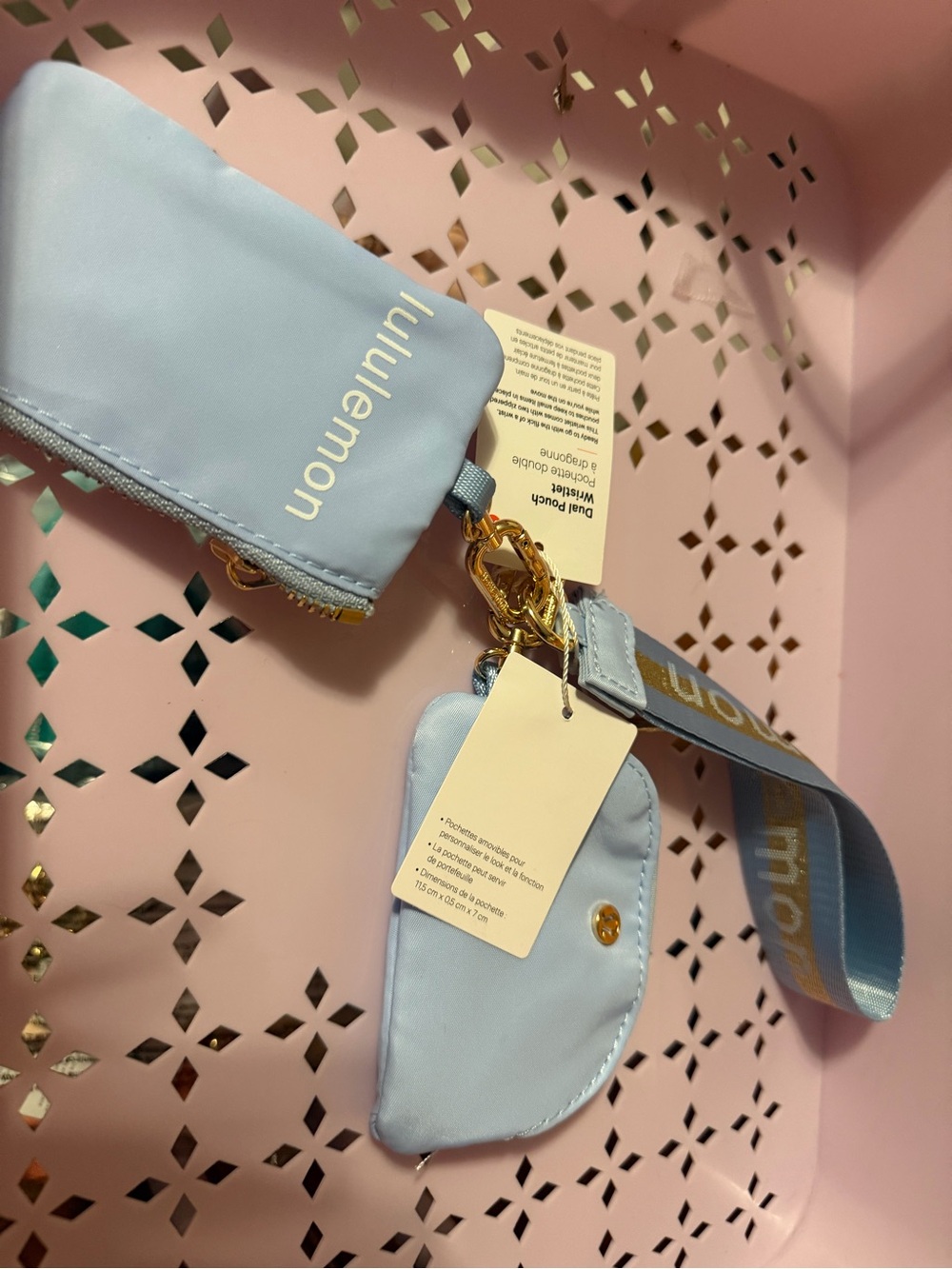 lululemon athletica Light Blue Multi-Pouch Wristlet with Branded Strap
